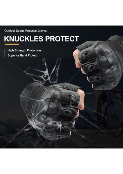 Siyah Stil Xl Beden Parmaksız Eldiven Sert Knuckles Deri Yaz Bisiklet Eldiven Yarım Parmak Motosiklet Eldiven Erkekler Mtb Yarış Sürme Koruyucu Dişli (Yurt Dışından)