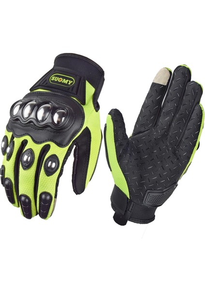 SU35-YEŞIL Stil L Beden Suomy Yaz Dokunmatik Ekran Motosiklet Sürme Eldiven Tam Parmak Örgü Nefes Motokros Eldiven Luvas Moto Mtb Kir Bisiklet Eldivenleri (Yurt Dışından)