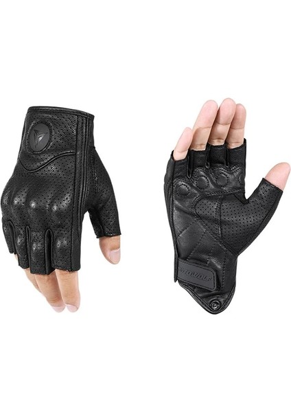 Nefes Alabilen Versiyon Stili Xl Beden Yarım Parmak Motosiklet Eldivenleri Deri Guantes Moto Verano Estivi Luvas Ciclismo Gant Bisiklet Parmaksız Eldiven Taktik Retro (Yurt Dışından)