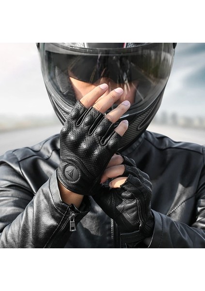 Nefes Alabilen Versiyon Stili Xl Beden Yarım Parmak Motosiklet Eldivenleri Deri Guantes Moto Verano Estivi Luvas Ciclismo Gant Bisiklet Parmaksız Eldiven Taktik Retro (Yurt Dışından) indirimleri