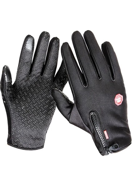 Siyah Stil M Beden Açık Kış Eldivenleri Motosiklet Isıtmalı Eldiven Erkekler Su Geçirmez Termal Guantes Eldiven Kaymaz Dokunmatik Ekran Bisiklet Bisiklet Eldivenleri (Yurt Dışından)