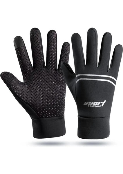 Siyah Stil Kış Eldivenleri Erkekler Kadınlar Için Su Geçirmez Cycl Motosiklet Bisiklet Spor Çalışması Balıkçılık Mtb Sıcak Tutmak Kayak Eldiven Dokunmatik Ekran Kaymaz (Yurt Dışından)