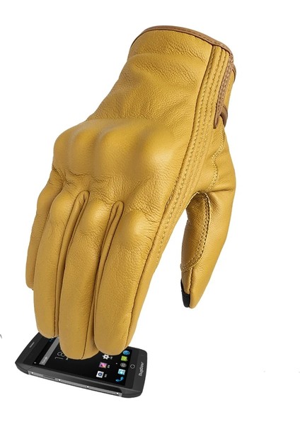 Erkekler Delikli Stil Xl Beden Motosiklet Eldivenleri Dokunmatik Ekran Deri Sarı Taktik Eldiven Erkek Kadın Bisiklet Bisiklete Binme Tam Parmak Motosiklet Motor Motokros Luvas (Yurt Dışından) fırsatları