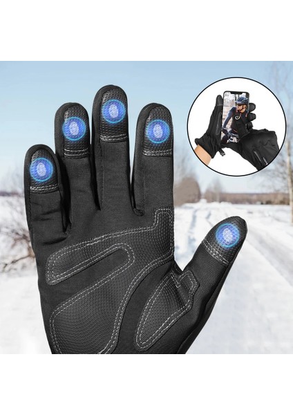 A92 Stili L Beden Termal Polar Kış Motosiklet Eldivenleri Suya Dayanıklı Dokunmatik Ekran Astarlı Isıtmalı Kaymaz Kayak Sürme Bisiklet Moto Eldiven Erkekler (Yurt Dışından)