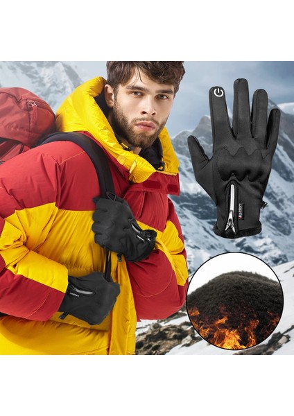 A92 Stili L Beden Termal Polar Kış Motosiklet Eldivenleri Suya Dayanıklı Dokunmatik Ekran Astarlı Isıtmalı Kaymaz Kayak Sürme Bisiklet Moto Eldiven Erkekler (Yurt Dışından)