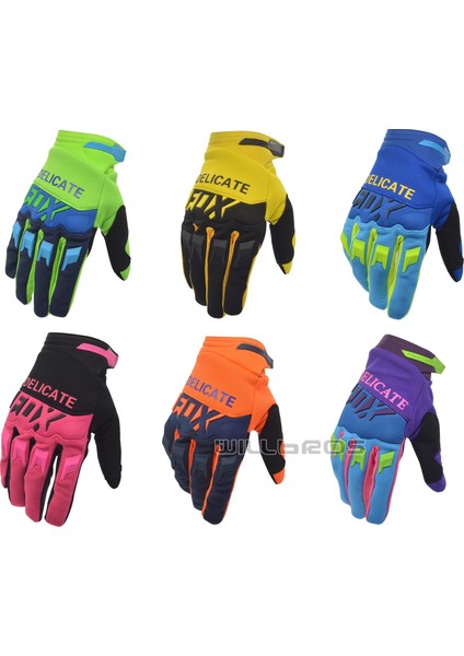 Mavi Stil S Beden Hassas Tilki Eldivenleri Motokros Mx Bmx Dh Dirt Bike Enduro Dirtpaw Yarış Guantes Off-Road Hava Mesh Bisiklet Pembe Luvas Lady Erkekler (Yurt Dışından)