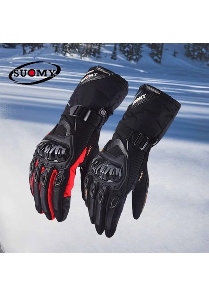 Siyah Stil M Beden Suomy Kış Sıcak Motosiklet Eldivenleri 100% Su Geçirmez Rüzgar Geçirmez Guantes Moto Luvas Dokunmatik Ekran Motosiklet Eldiveni (Yurt Dışından)