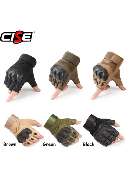 A10-KAHVERENGI Stil M Beden Motosiklet Parmaksız Eldiven Bisiklet Motosiklet Motokros Bisikletçisi Kauçuk Sert Knuckle Yarım Parmak Koruyucu Dişli Erkek Kadın (Yurt Dışından) fırsatları