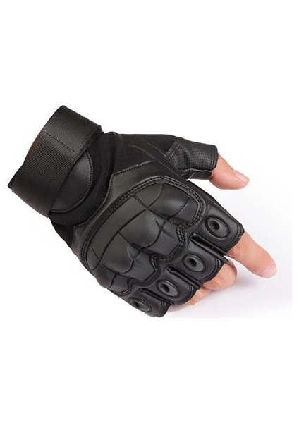 P10-SIYAH Stili L Beden Motosiklet Parmaksız Eldiven Bisiklet Motosiklet Motokros Bisikletçisi Kauçuk Sert Knuckle Yarım Parmak Koruyucu Dişli Erkek Kadın (Yurt Dışından)