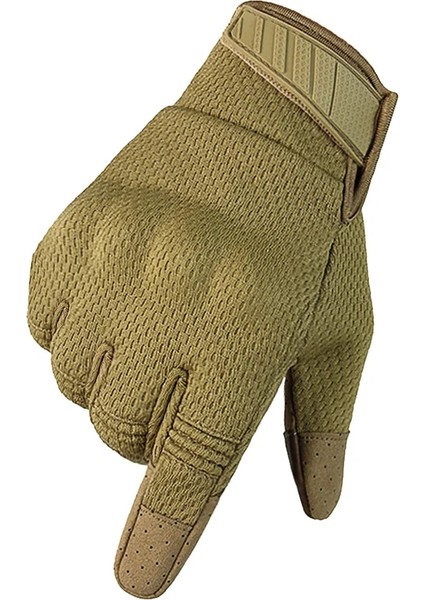 A30-KAHVERENGI Stil M Beden Tam Parmak Eldiven Motosiklet Dört Mevsim Nefes Guantes Moto Erkek Eldiven Dokunmatik Ekran Kaymaz Moto Eldiven Koruyucu (Yurt Dışından)