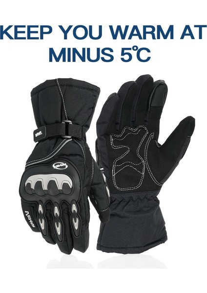 Siyah Stil M Beden Vemar Kış Motosiklet Eldiven Erkek Kadın Erkek Dokunmatik Ekran Moto Motokros Su Geçirmez Rüzgar Geçirmez Koruyucu Eldivenler (Yurt Dışından)