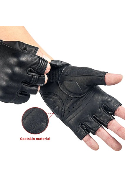 Kahverengi Tarzı L Beden Hakiki Keçi Derisi Motosiklet Eldivenleri Motokros Parmaksız Eldiven Yarım Parmak Yaz Retro Vintage Sarı Yarış Erkekler Kadınlar (Yurt Dışından) fırsatları
