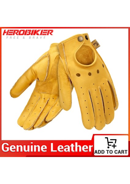 Sarı Yarım Parmak Stili M Beden Herobıker Motosiklet Eldivenleri Keçi Derisi Deri Moto Eldiven Yaz Nefes Motosiklet Sürme Tam Yarım Parmak Eldiven Guantes Moto (Yurt Dışından) fırsatları
