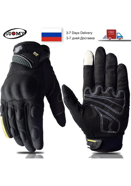 SU09-SIYAH Stil L Beden Suomy Yaz Dokunmatik Ekran Motosiklet Sürme Eldiven Tam Parmak Örgü Nefes Motokros Eldiven Luvas Moto Mtb Kir Bisiklet Eldivenleri (Yurt Dışından) modelleri