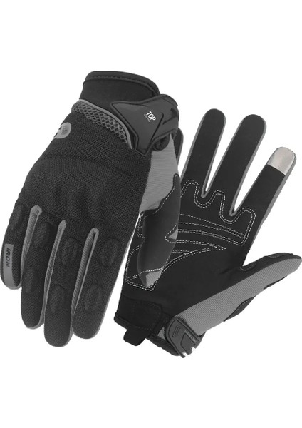 SU01-GRI Eldiven Stili Xxl Tam Parmak Eldiven Motosiklet Dört Mevsim Nefes Guantes Moto Erkek Eldiven Dokunmatik Ekran Kaymaz Moto Eldiven Koruyucu (Yurt Dışından)