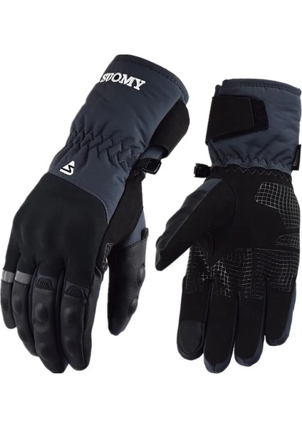 SU07-GRI Stili Xl Beden Suomy Sonbahar Kış Unisex Motosiklet Eldivenleri Sıcak Su Geçirmez Moto Sürme Eldiven Karbon Fiber Koruma Biker Eldiven Dokunmatik Ekran (Yurt Dışından)
