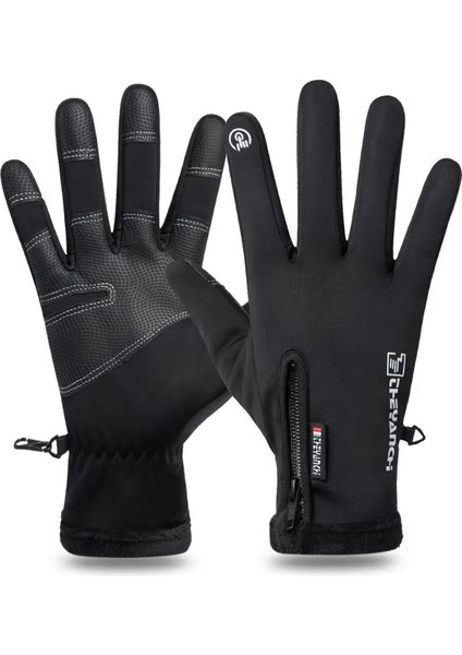 Siyah Stil Xl Beden Motosiklet Erkekler Kış Eldivenleri Su Geçirmez Termal Polar Astarlı Dayanıklı Dokunmatik Ekran Kaymaz Sürme Mlxlxxl Boyut (Yurt Dışından)