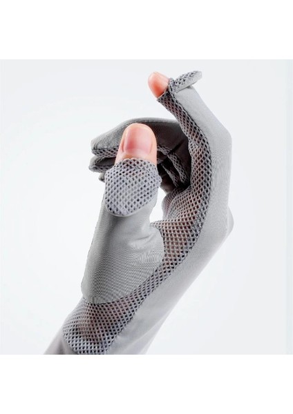 Logo Stili ile Gri Buz Ipek Eldivenler Uv Koruma Yaz Nefes Alabilir Örgü Eldiven Araba Motosiklet Bisiklet Sürüş Sporları Için Anti-Uv Ince Eldiven Unisex (Yurt Dışından) fırsatları