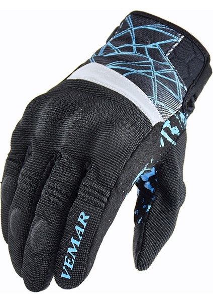 VE-204-MAVİ Stili S Beden Vemar Yaz Motosiklet Eldivenleri Erkekler Kafatası 3D Örgü Sokak Moto Eldivenleri Dokunmatik Ekran Sonbahar Sürme Eldivenleri Siyah VE-203 (Yurt Dışından)