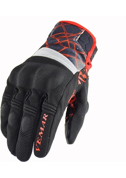 VE-204-KIRMIZI Stil Xxl Vemar Yaz Motosiklet Eldivenleri Erkekler Kafatası 3D Örgü Sokak Moto Eldivenleri Dokunmatik Ekran Sonbahar Sürme Eldivenleri Siyah VE-203 (Yurt Dışından)