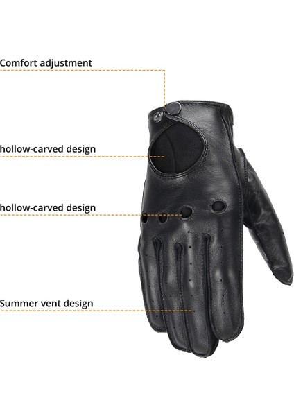 Kahverengi Tarzı L Beden Motosiklet Eldivenleri Hakiki Deri Erkekler Retro Guantes Yarım Parmak Tam Parmak Moto Eldiven Motosiklet Biker Binme Eldivenleri (Yurt Dışından)