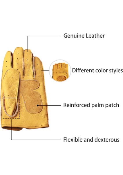 Kahverengi Tarzı L Beden Motosiklet Eldivenleri Hakiki Deri Erkekler Retro Guantes Yarım Parmak Tam Parmak Moto Eldiven Motosiklet Biker Binme Eldivenleri (Yurt Dışından)
