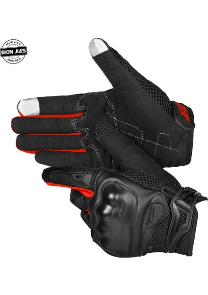 JIA02 Kırmızı Stil Xl Beden Demir Jıa's Yaz Motosiklet Eldivenleri Erkekler Dokunmatik Ekran Nefes Motobike Binme Moto Koruyucu Dişli Motosiklet Motokros Eldivenleri (Yurt Dışından) modelleri