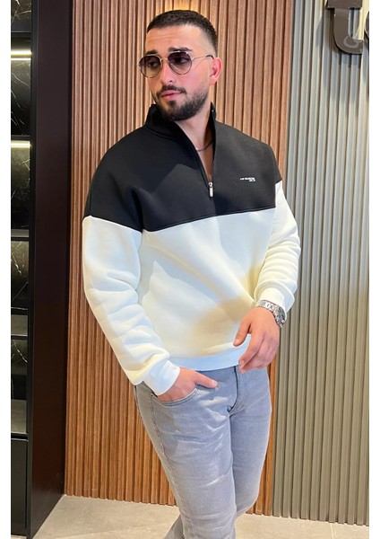 Yarım Fermuarlı Dik Yaka Üç Iplik Şardonlu Erkek Sweatshirt fiyatları