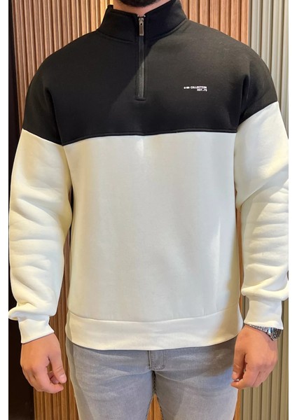 Yarım Fermuarlı Dik Yaka Üç Iplik Şardonlu Erkek Sweatshirt fırsatları