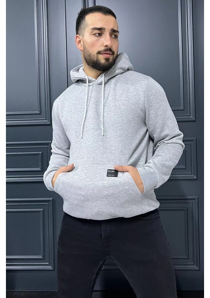 Erkek Kapüşonlu Şardonlu Üç Iplik Sweatshirt