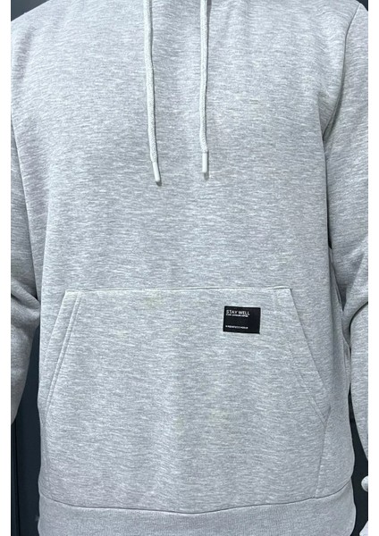 Erkek Kapüşonlu Şardonlu Üç Iplik Sweatshirt