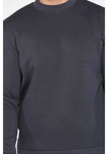 Üç Iplik Şardonlu Bisiklet Yaka Erkek Sweatshirt fırsatları