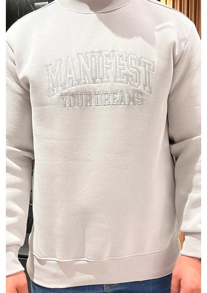 Bisiklet Yaka Nakışlı Üç Iplik Şardonlu Erkek Sweatshirt fırsatları