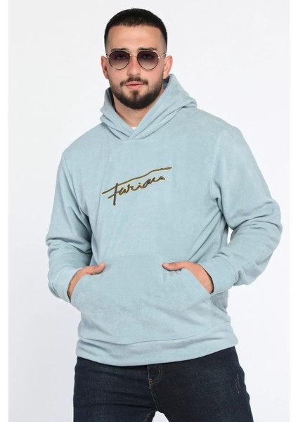 Kapüşonlu Kanguru Cepli Erkek Polar Sweatshirt