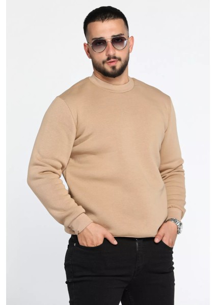 Üç Iplik Şardonlu Bisiklet Yaka Erkek Sweatshirt