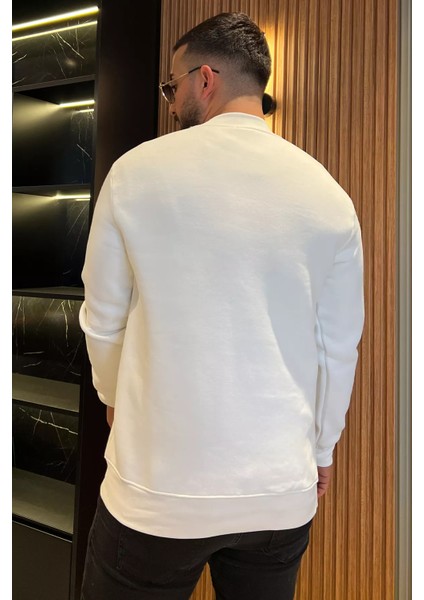 Bisiklet Yaka Nakışlı Üç Iplik Şardonlu Erkek Sweatshirt fırsatları