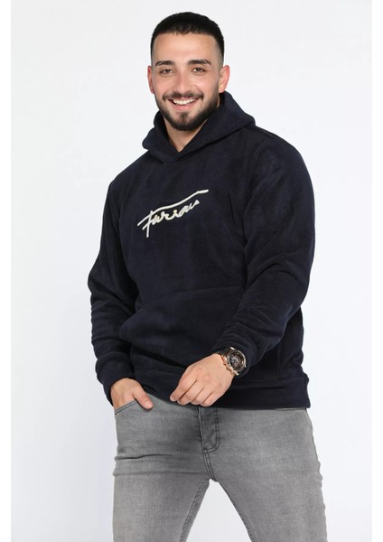 Kapüşonlu Kanguru Cepli Erkek Polar Sweatshirt