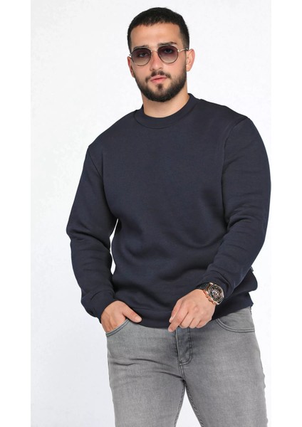 Üç Iplik Şardonlu Bisiklet Yaka Erkek Sweatshirt