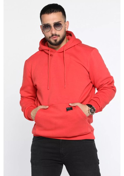 Erkek Kapüşonlu Şardonlu Üç Iplik Sweatshirt