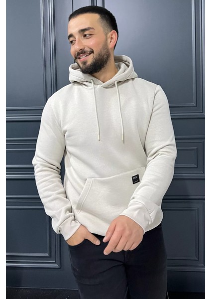 Erkek Kapüşonlu Şardonlu Üç Iplik Sweatshirt