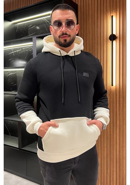 Erkek Kapüşonlu Kanguru Cepli Şardonlu Üç Iplik Sweatshirt fiyatları