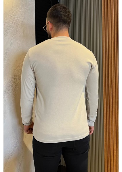 Yaka Düğme Detaylı Erkek Body Sweatshirt