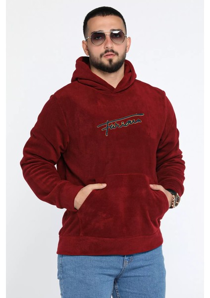 Kapüşonlu Kanguru Cepli Erkek Polar Sweatshirt