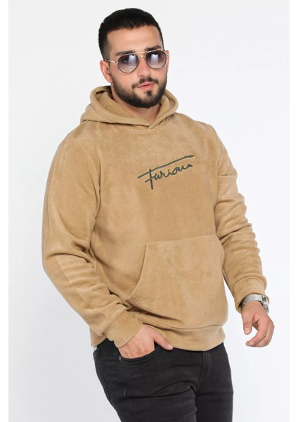 Kapüşonlu Kanguru Cepli Erkek Polar Sweatshirt