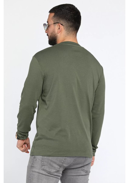 Yaka Düğme Detaylı Erkek Body Sweatshirt