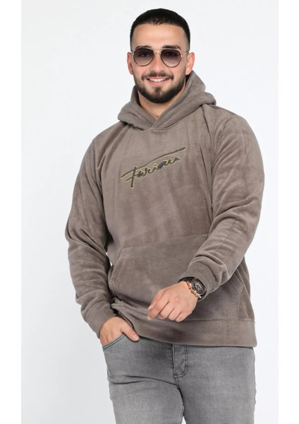 Kapüşonlu Kanguru Cepli Erkek Polar Sweatshirt