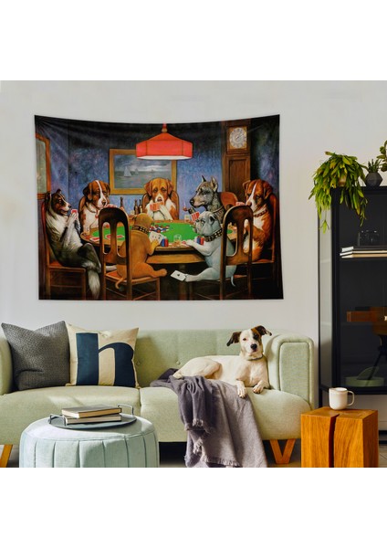 Dogs Playing Poker Duvar Örtüsü - 100 cm x 135 cm fiyatları