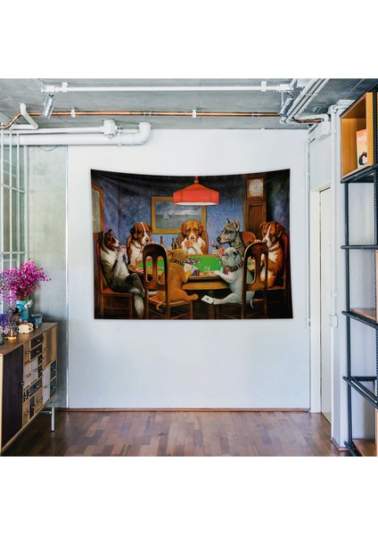 Dogs Playing Poker Duvar Örtüsü - 100 cm x 135 cm modelleri