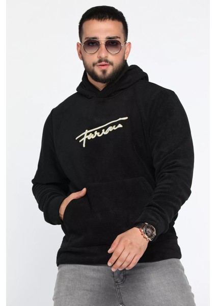 Kapüşonlu Kanguru Cepli Erkek Polar Sweatshirt