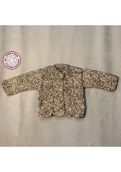 El Örgüsü Ebruli Yün Erkek Bebek Hırkası - 2 / 4 Ay